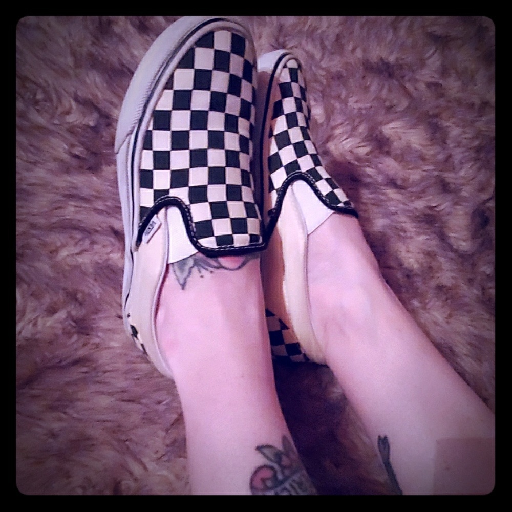 Vans checkered slip ons